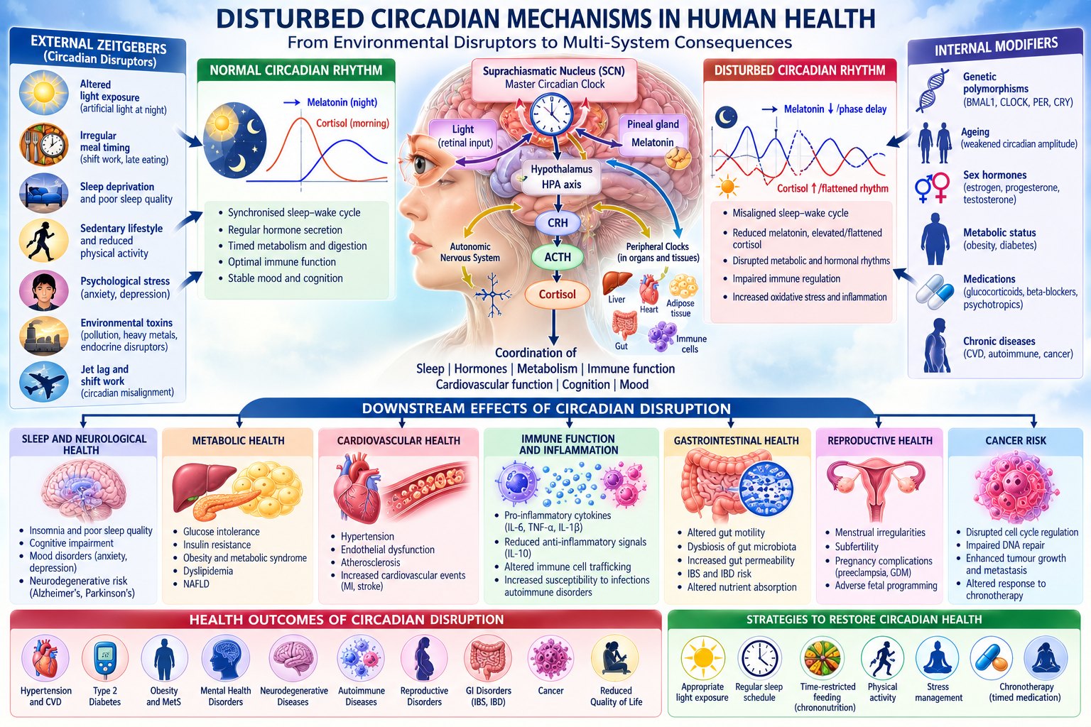 Disturbed Circadian Mechanisms in Human Health infographic