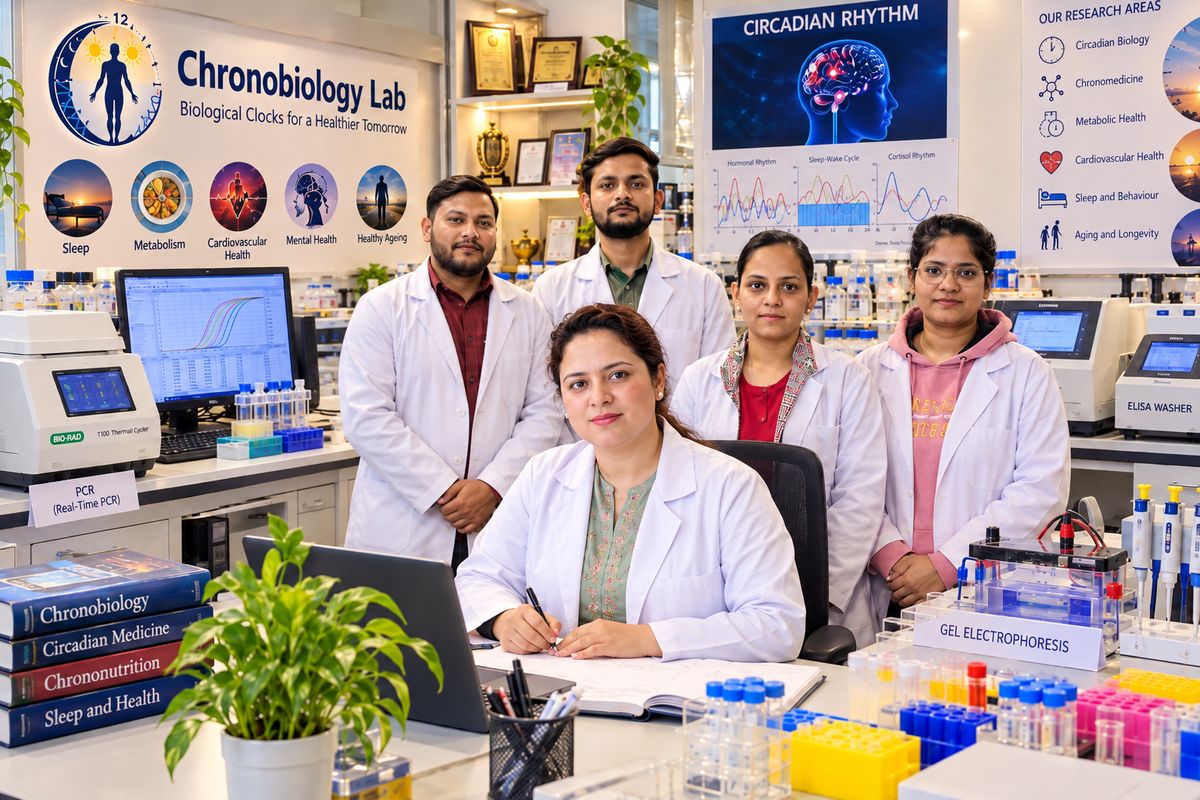 Dr. Ghizal Fatima with the Chronobiology Lab team