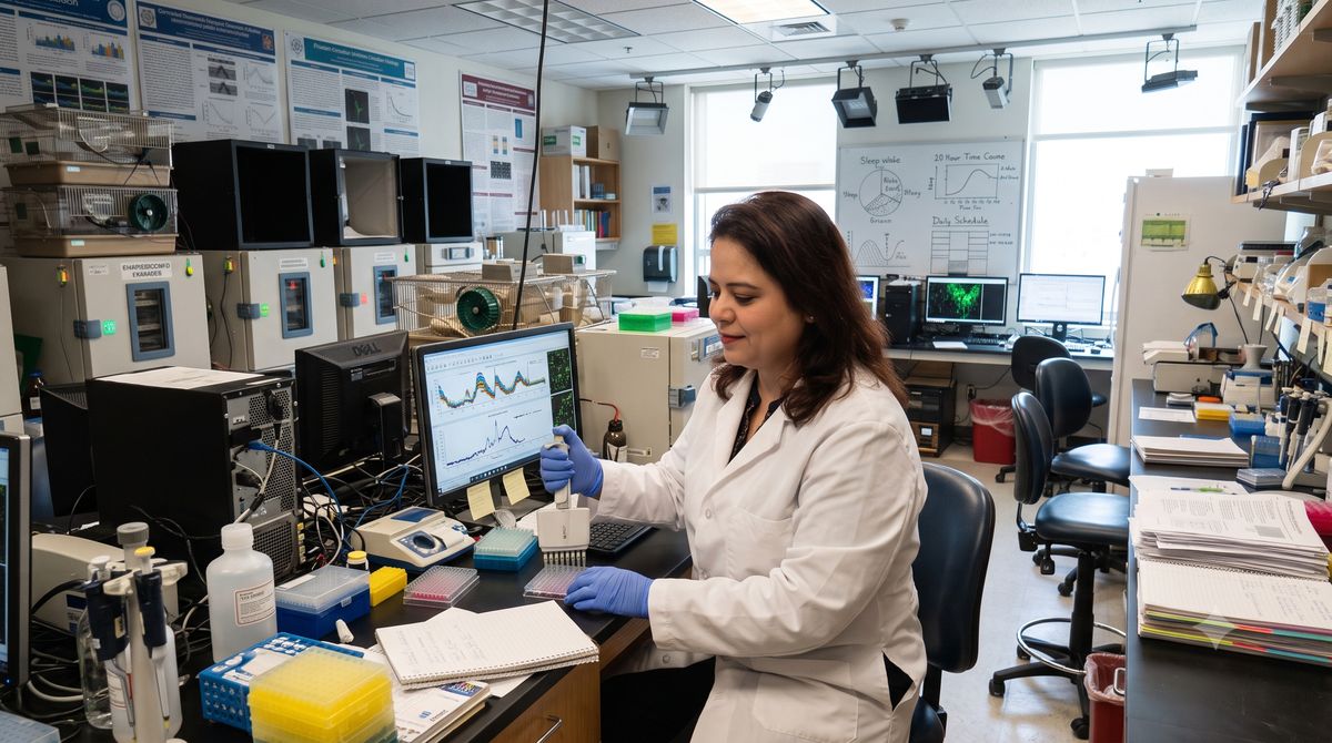 Dr. Ghizal Fatima at work in the Chronobiology Lab